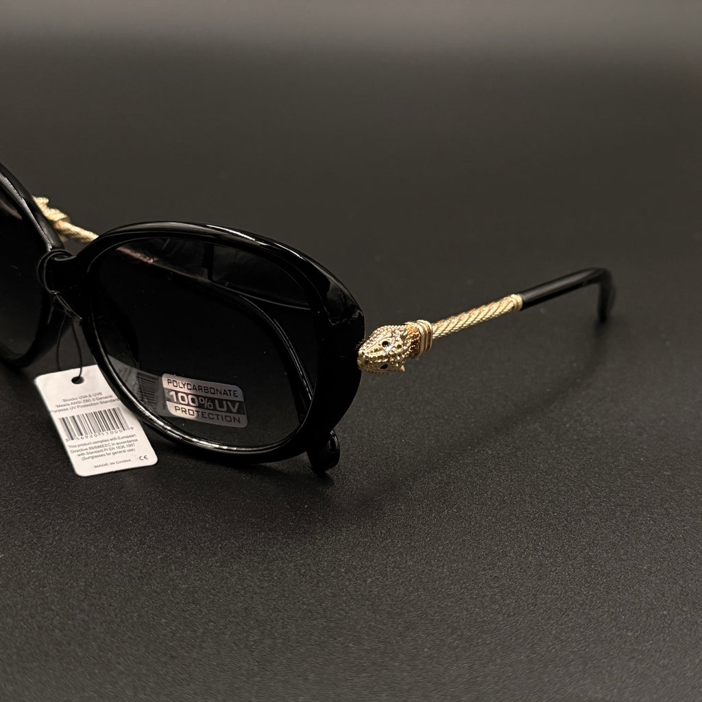 Zahara Black Blue Smoky Lens Gold temple detail