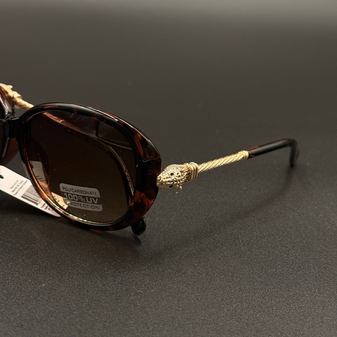 Zahara Tortoise Brown Smoky Lens Gold temple detail