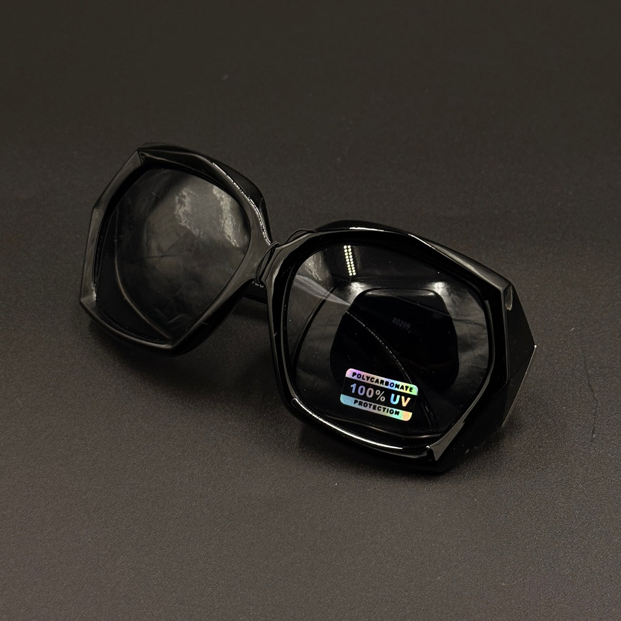 Sabrina black frame with smoky lenses and silver hinge