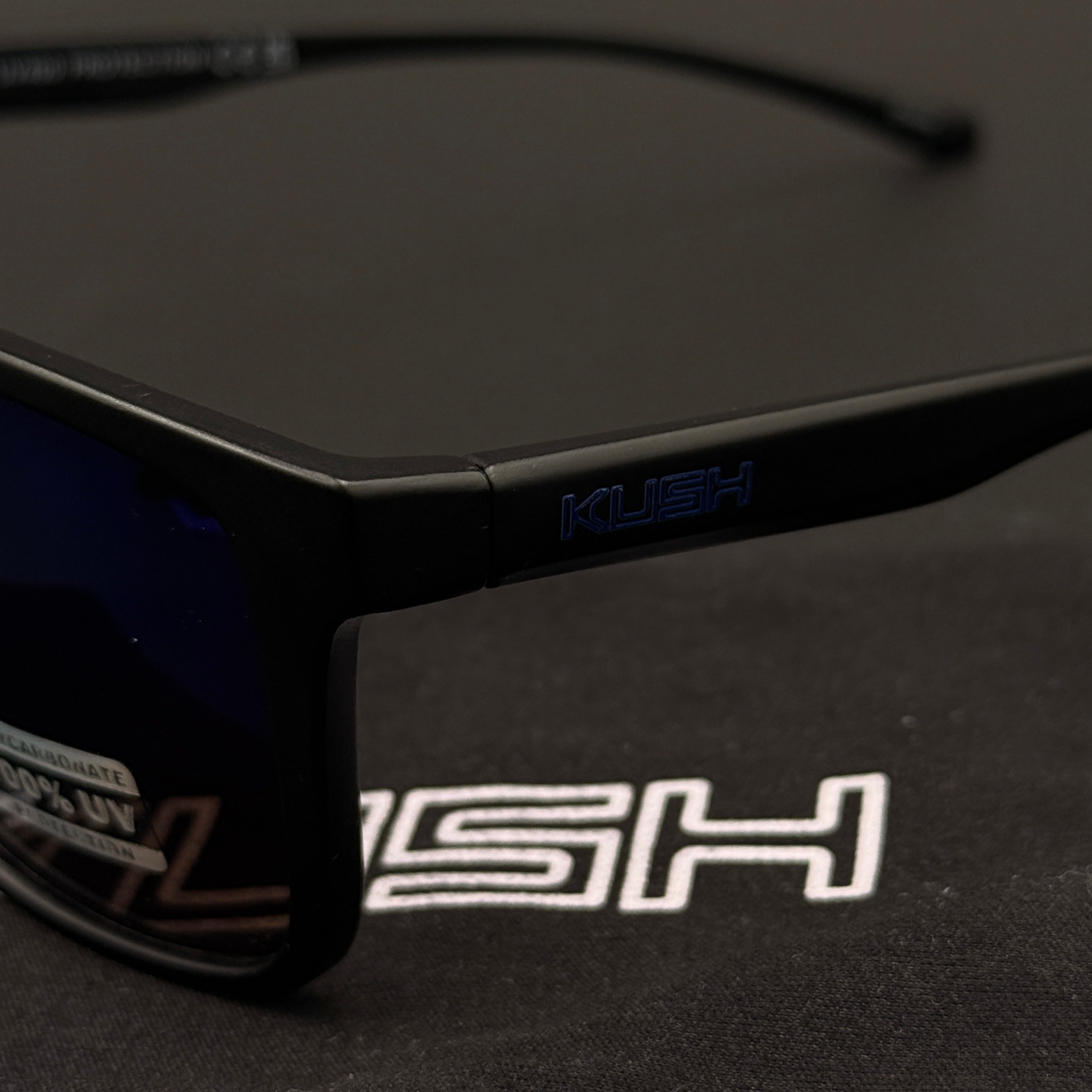 Temple Close-up of Blue/Purple/Matte Black Sunglasses (Vault)
