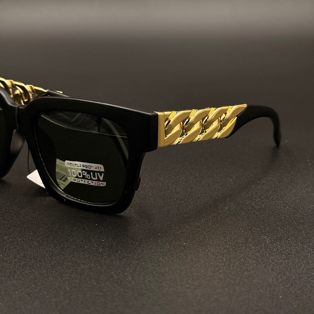 Solenne matte black gold green temple