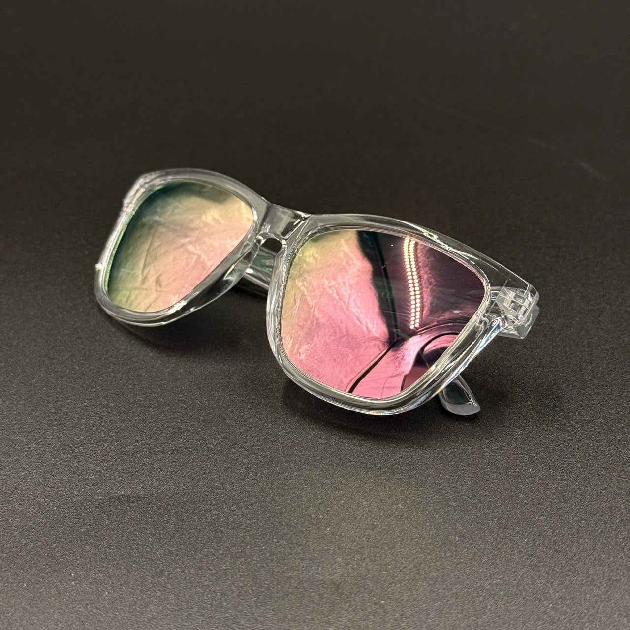 Vienne Clear Frame Pink Blue Reflective Lens sunglasses
